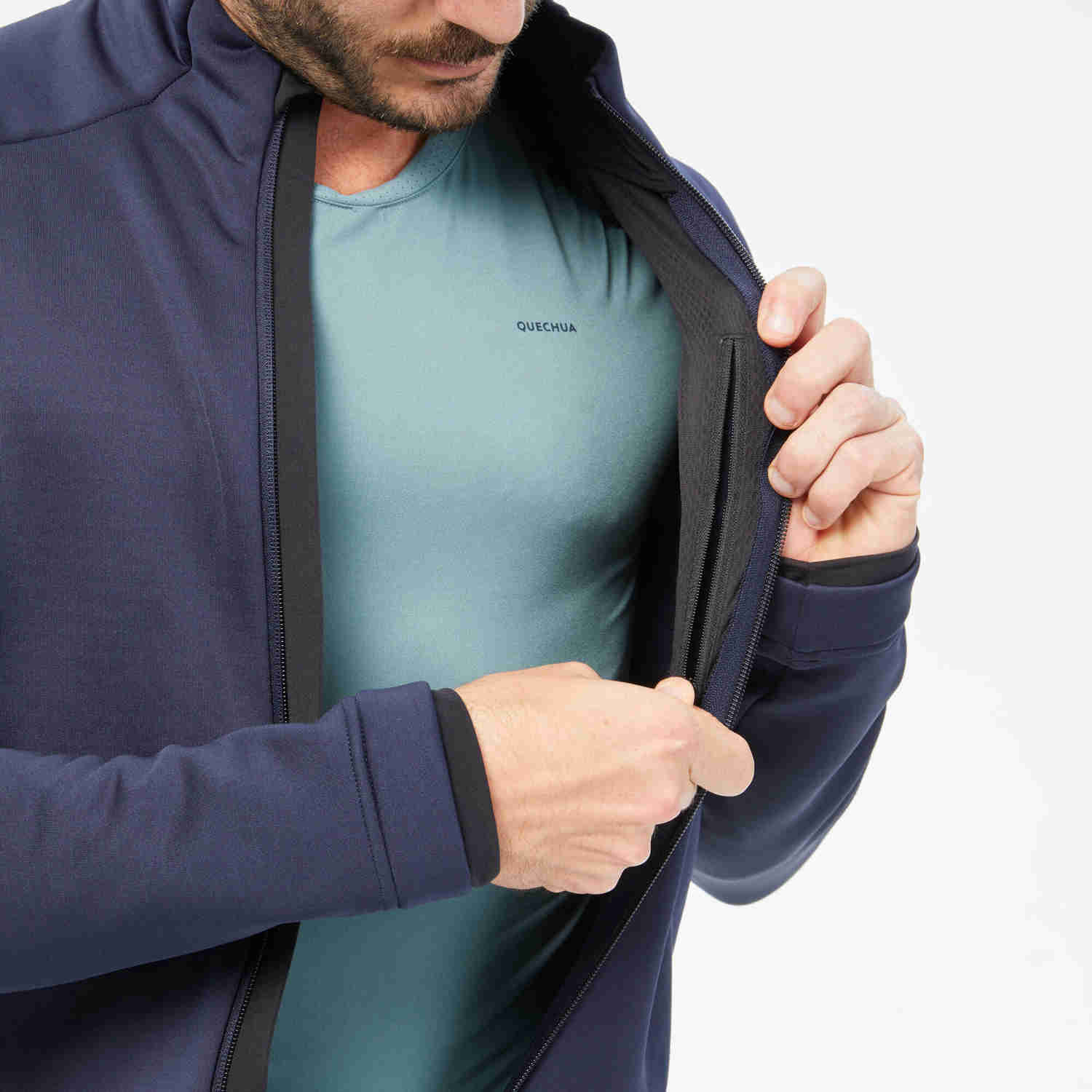 Men's Lightweight Breathable Hiking Fleece Jacket - MH520 Blue