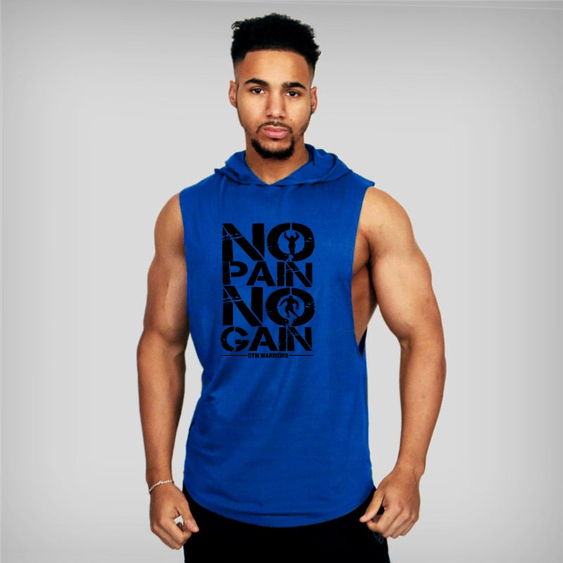 Men's Gym Hooded Tank Top, Cotton Sleeveless Vest for Fitness & Sports