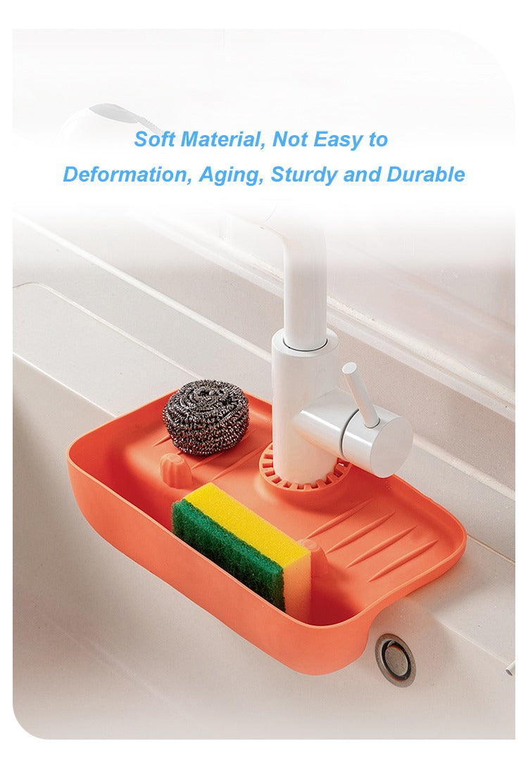 Upgraded Silicone Sink Organizer - Multipurpose Sponge, Soap, and Brush Holder