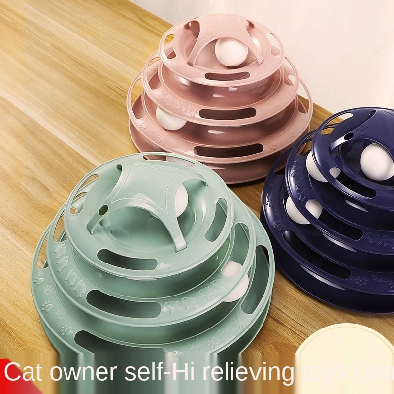 Interactive 4-Layer Turntable Ball Cat Toy