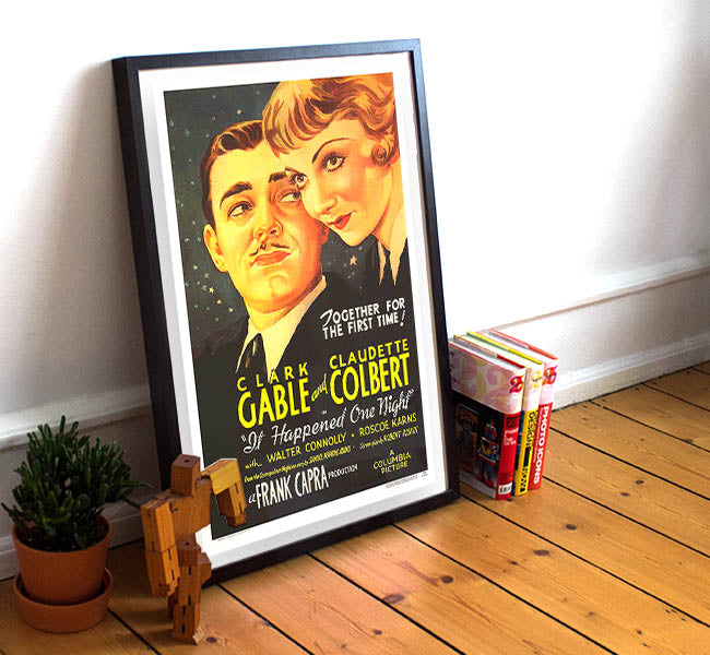 1934 Classic Comedy-Romance Movie Poster: It Happened One Night