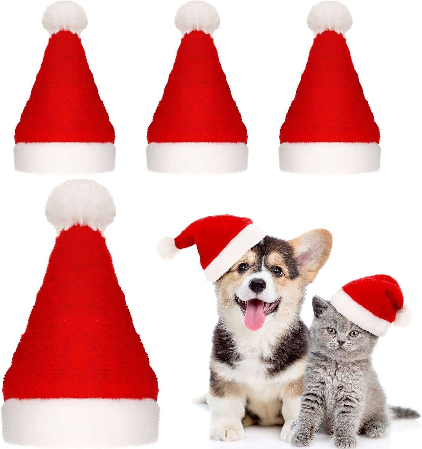 4-Piece Festive Dog Santa Hats for Christmas Celebrations