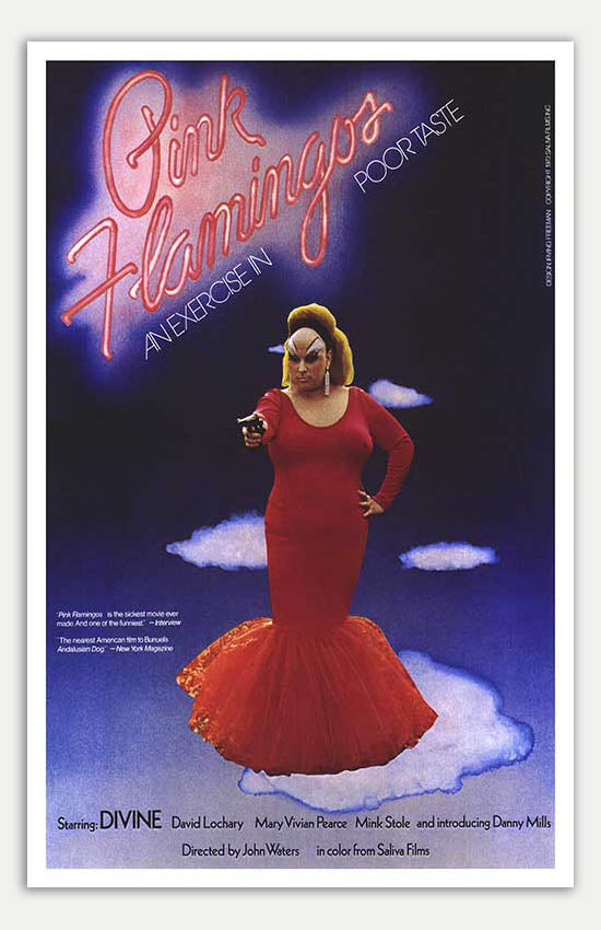 Vintage 1972 Pink Flamingos Movie Poster - Comedy, Crime, Horror