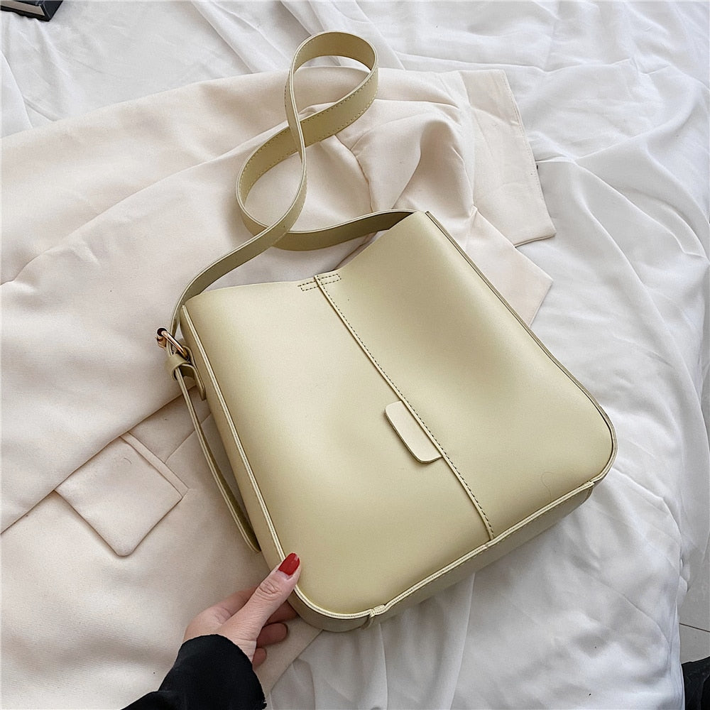 Kukombo Trendy Wide Strap Bucket Bag for Women