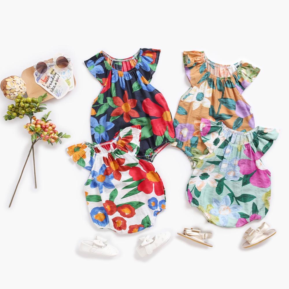 Sanlutoz Cute Floral Summer Sleeveless Baby Girls Bodysuits