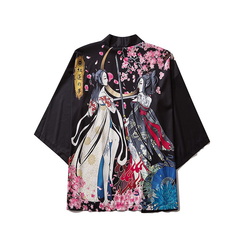 Japanese Anime Style Whale Print Kimono for Men & Women