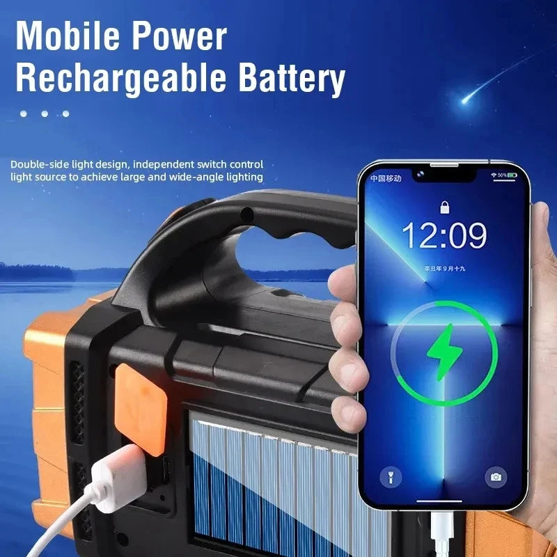 Rechargeable Solar LED Flashlight with COB Work Light