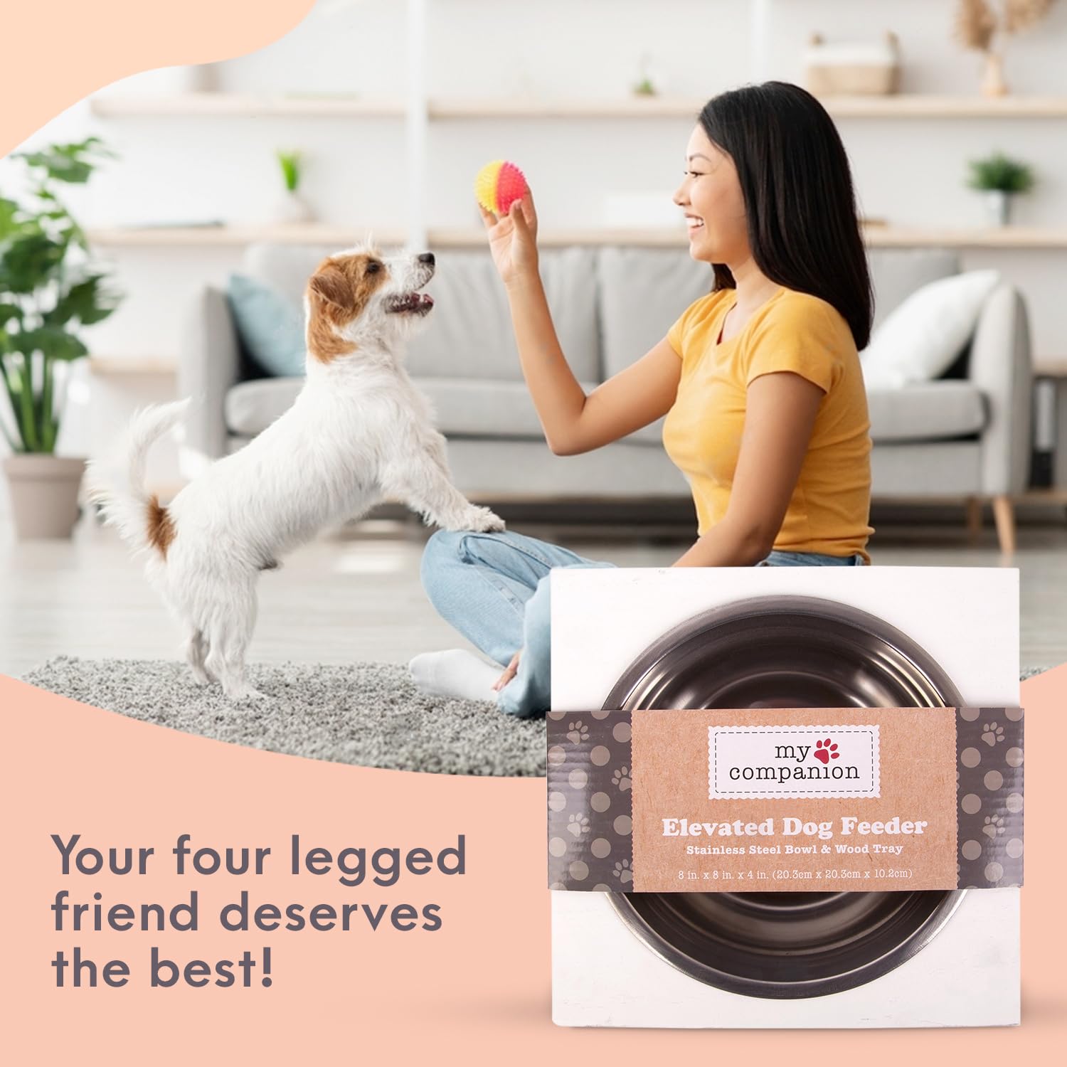 MosJos Elevated Dog Feeding Bowl with Anti-Slip Tray - Like New Condition