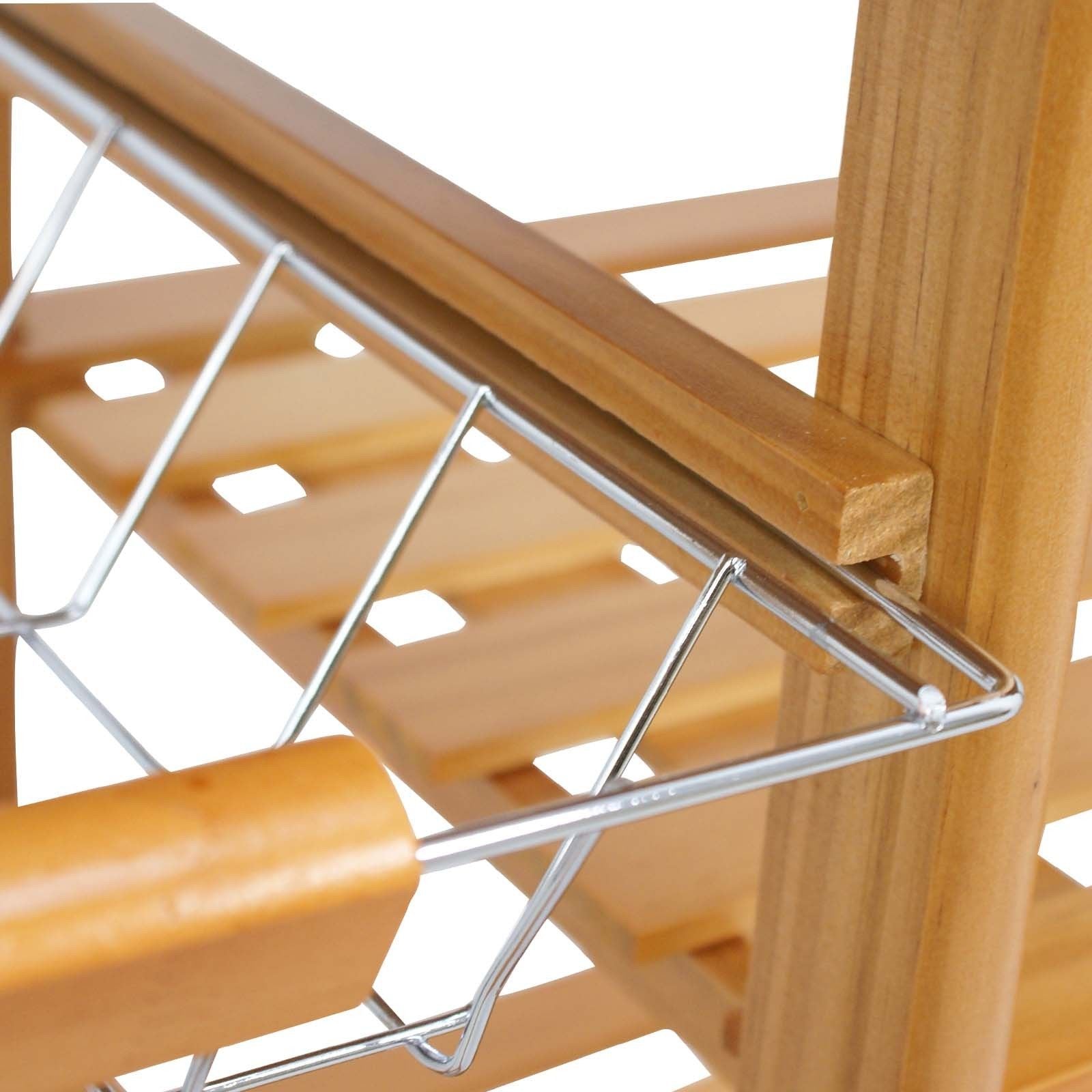 Pine Wood Rolling Kitchen Trolley with Storage Drawers and Bottle Rack