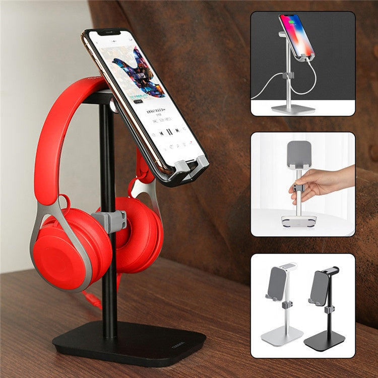 Aluminum Alloy Adjustable Stand for Phones, Tablets, and Headphones
