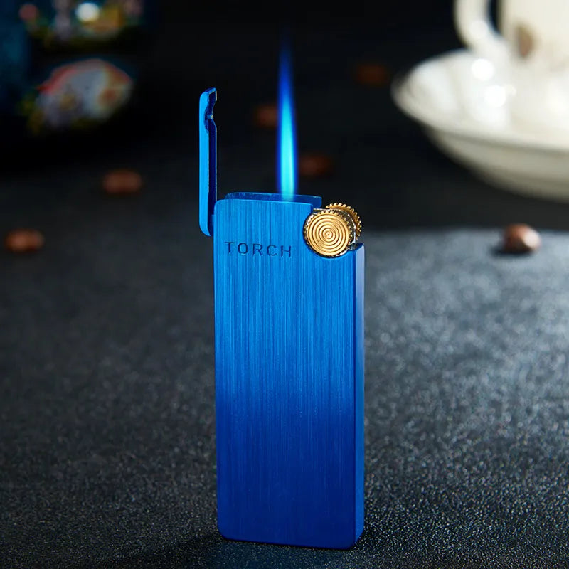 2023 Upgraded Ultra-Slim Metal Butane Gas Lighter with Turbo Jet Flame