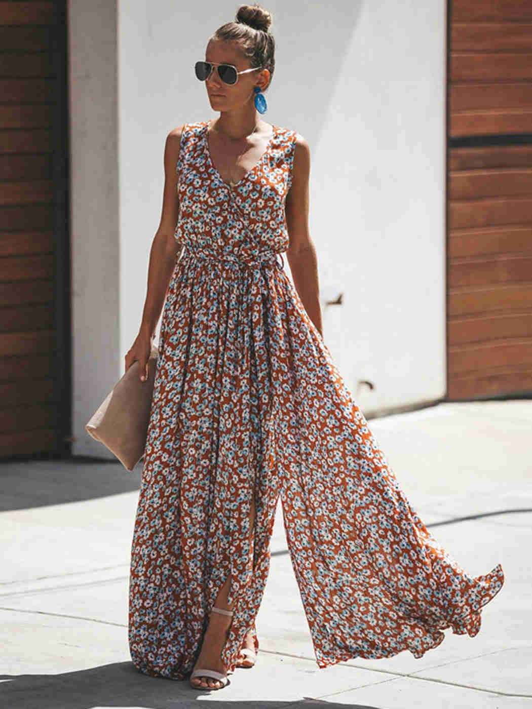 Eco-Chic Women's Bohemian Floral Maxi Dress