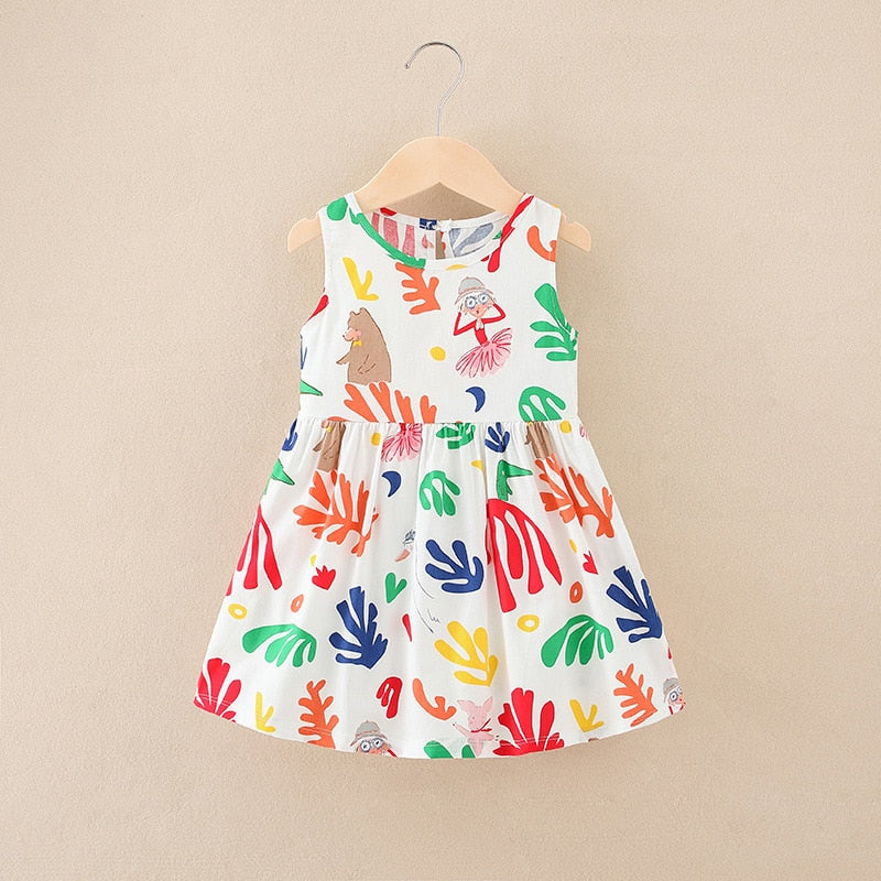 Elegant Floral Girls' Sleeveless Summer Dress