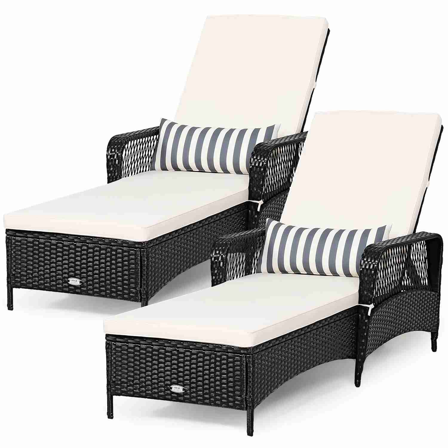 Adjustable Outdoor Wicker Lounge Chair with Cushion