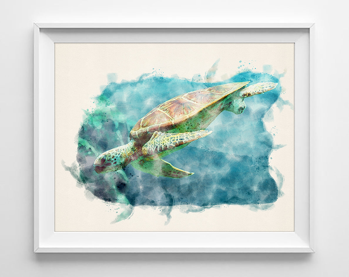 Elegant Sea Turtle Art Prints, Set of 4