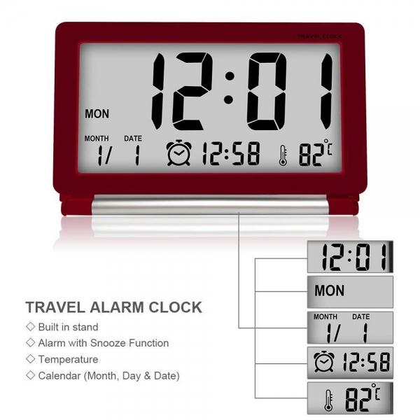Portable Digital Travel Alarm Clock with Multifunction