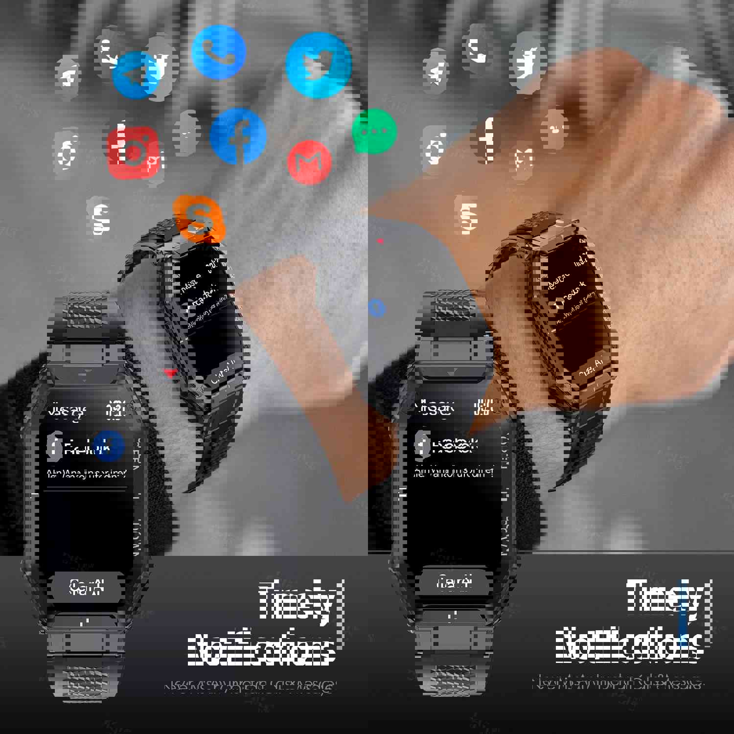 Rugged NEKTOM KE1 Smart Watch for Men - Waterproof, Heart Rate Monitor, Sport Tracking