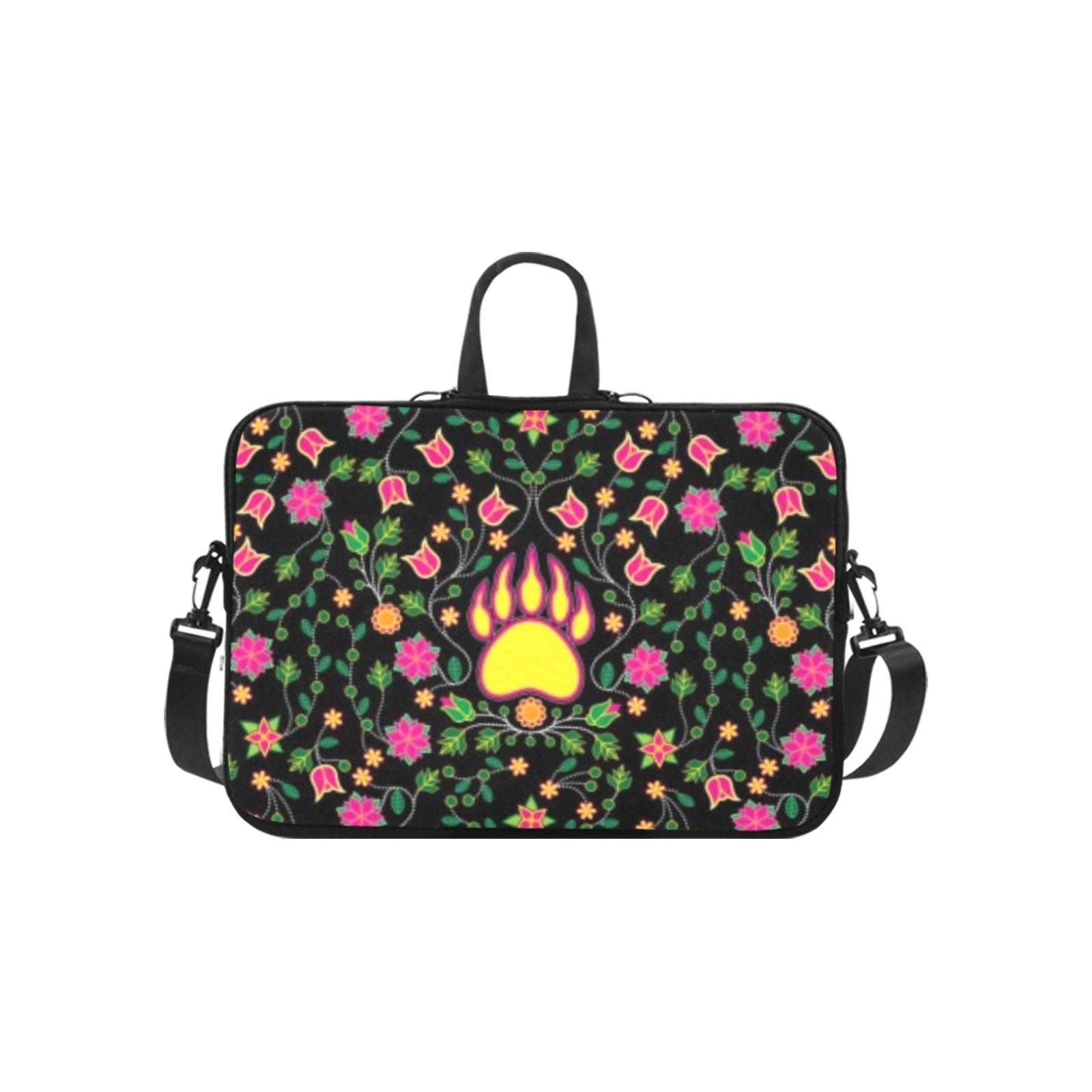 Floral Bearpaw Laptop Sleeve - Pink and Yellow Neoprene Handbag