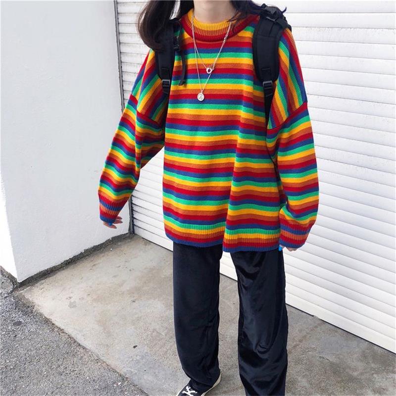 Women's Striped O-Neck Sweater with Casual Style
