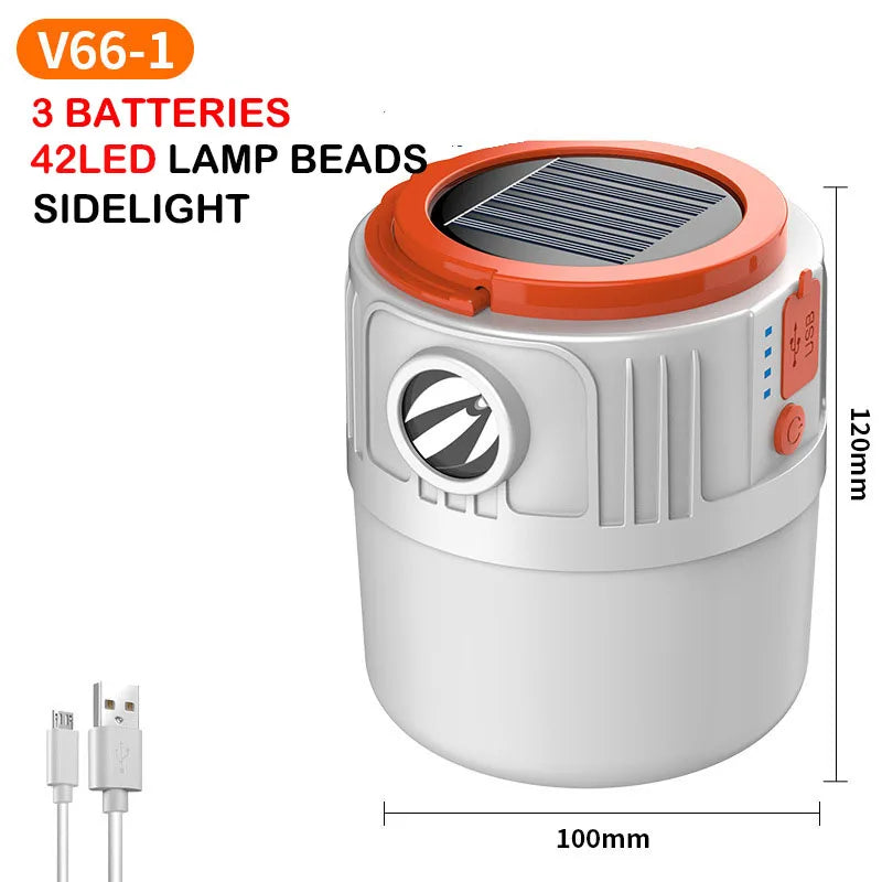Solar-Powered Camping Lantern with USB Charging and Remote Control