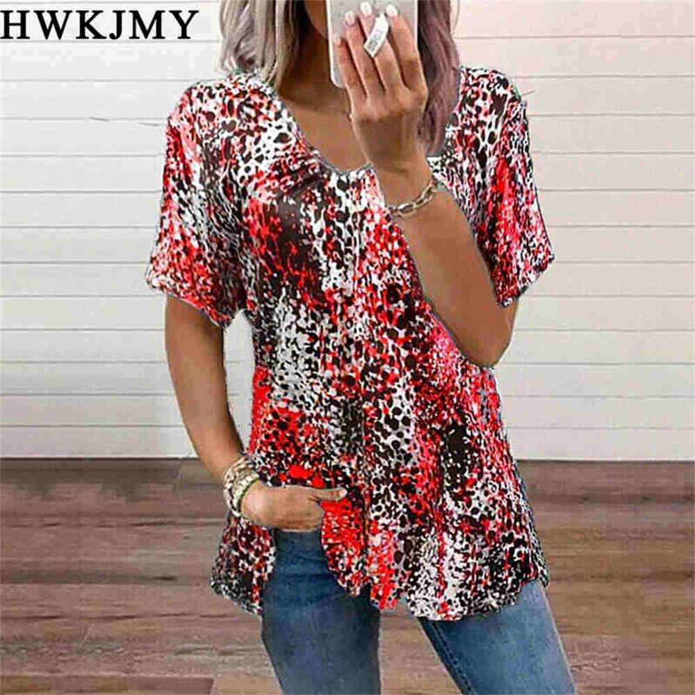 Women's Summer Floral V-neck Short Sleeve T-shirts