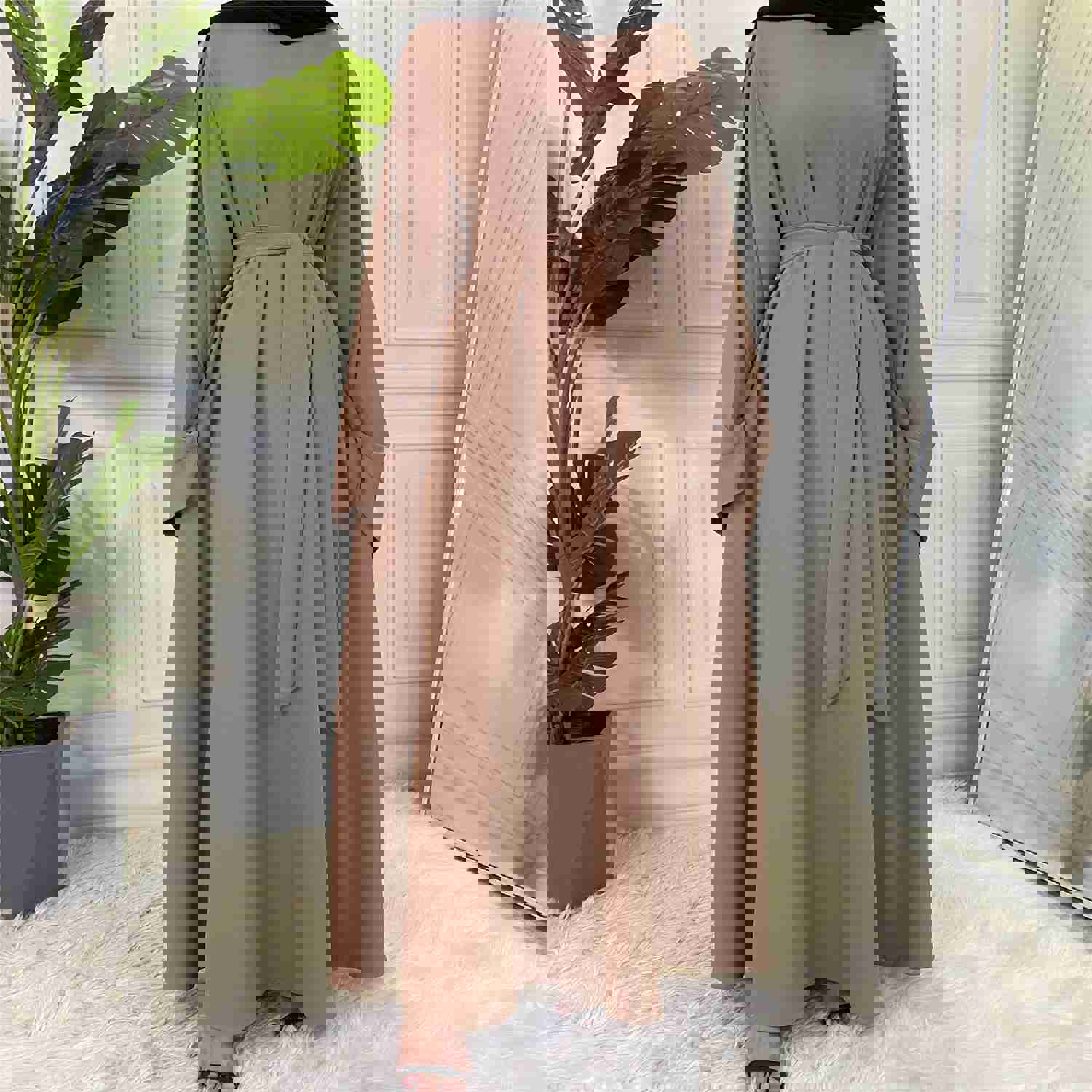 Elegant Muslim Women's Abaya with Sashes - Islamic Fashion