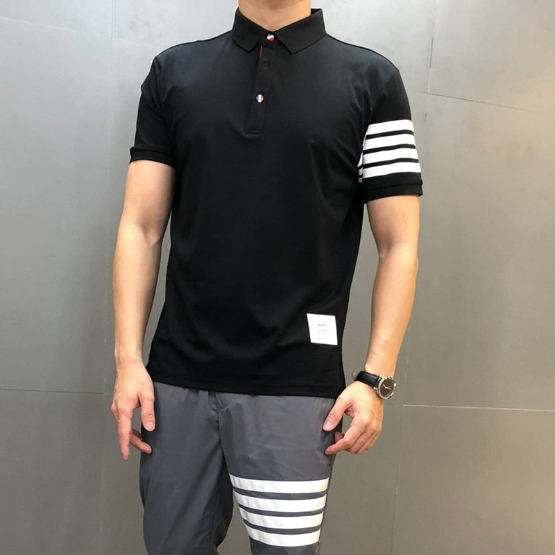 2023 Men's SlimFit Striped Polo Shirt - Smart Casual Cotton Tops