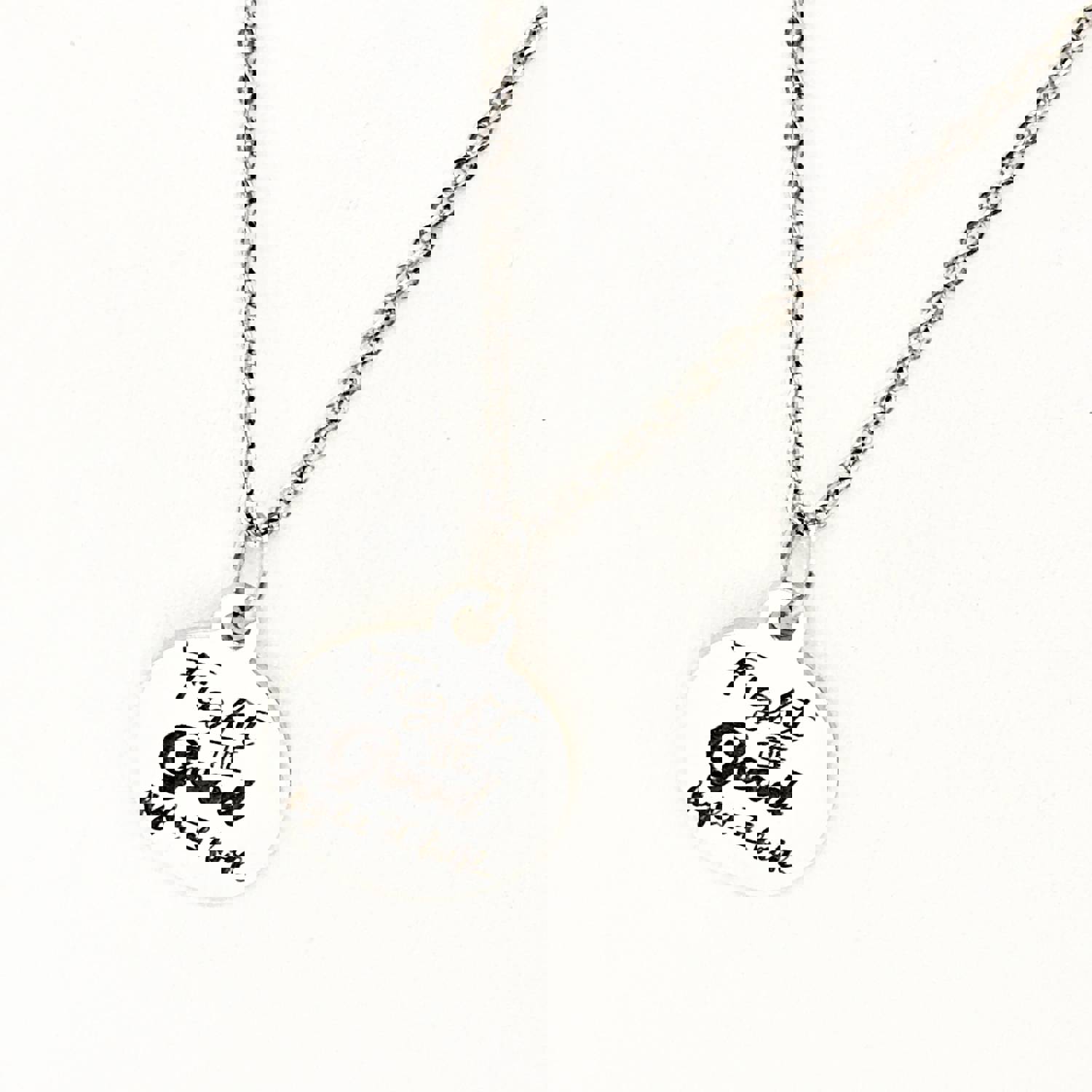 Stainless Steel Engraved 'Fight the Good Fight' Faith Necklace
