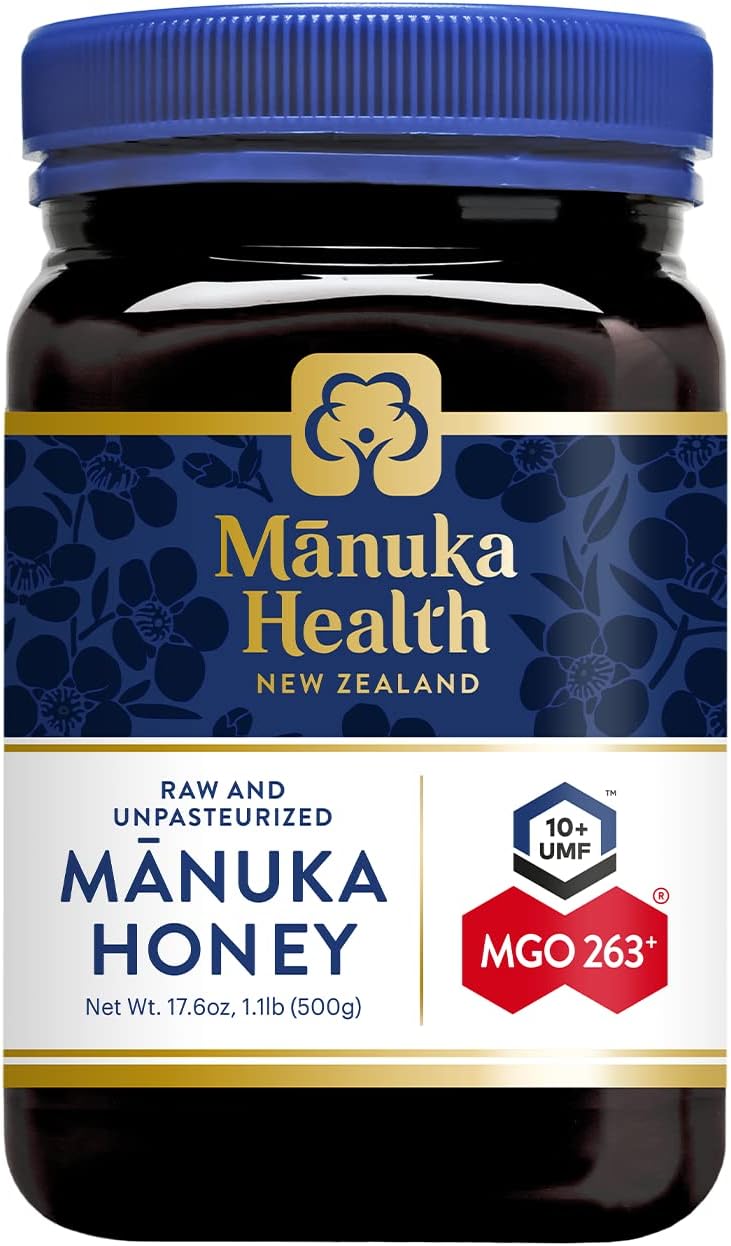 Manuka Health UMF 10+/MGO 263+ Raw Manuka Honey, 500g/17.6oz - Premium New Zealand Honey