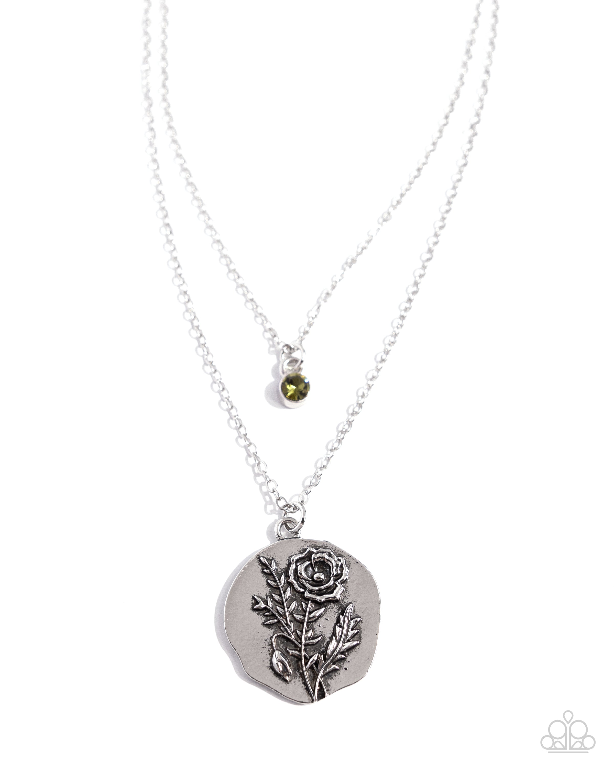 August Peridot Elegance - Silver & Green Jewelry Set