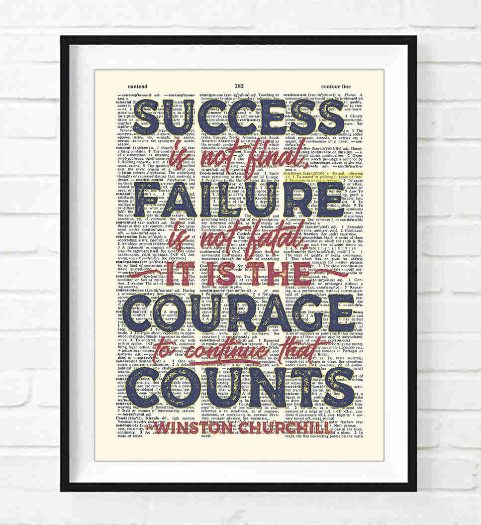 Courageous Persistence - Winston Churchill Dictionary Art Print