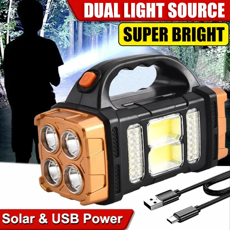Rechargeable Solar LED Flashlight with COB Work Light