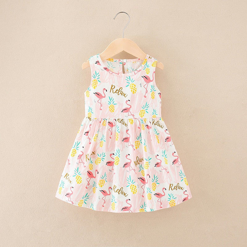 Elegant Floral Girls' Sleeveless Summer Dress