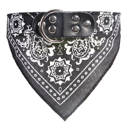 Premium Adjustable Dog Bandana Leather Collar - Soft Print Design