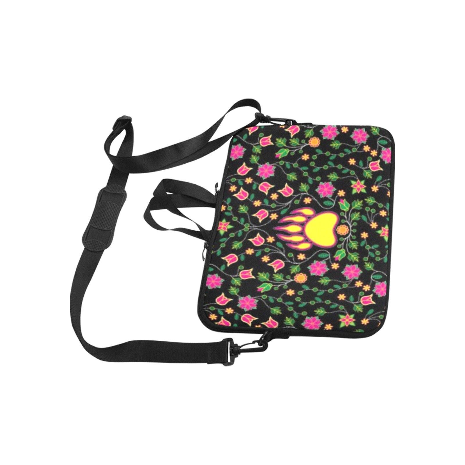 Floral Bearpaw Laptop Sleeve - Pink and Yellow Neoprene Handbag