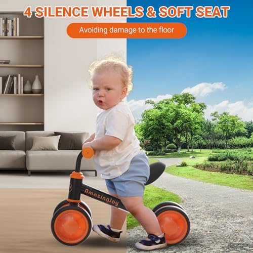 AmazingJoy 1-3 Years Toddler Balance Bike with Colorful Lights