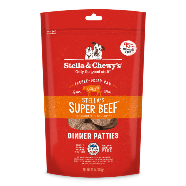 Stella's Super Beef Freeze-Dried Dinner Patties for Dogs - Nutrient-Rich, Organic & Complete Meal