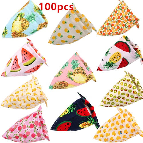 Flamingo-Printed Dog Bandanas - 50/100pcs Cotton Pet Accessories for Summer