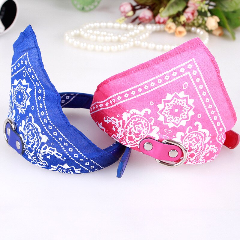 Premium Adjustable Dog Bandana Leather Collar - Soft Print Design