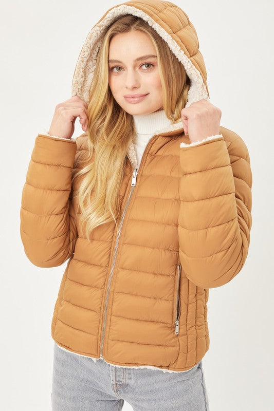 Cozy Sherpa-Lined Puffer Jacket with Hood