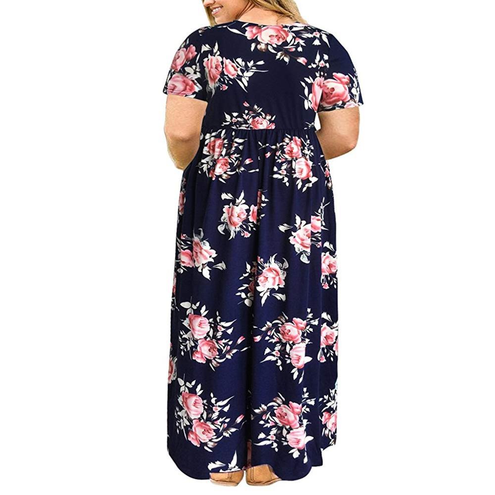 EcoBros Women's Summer Ankle-Length Print Maxi Dress
