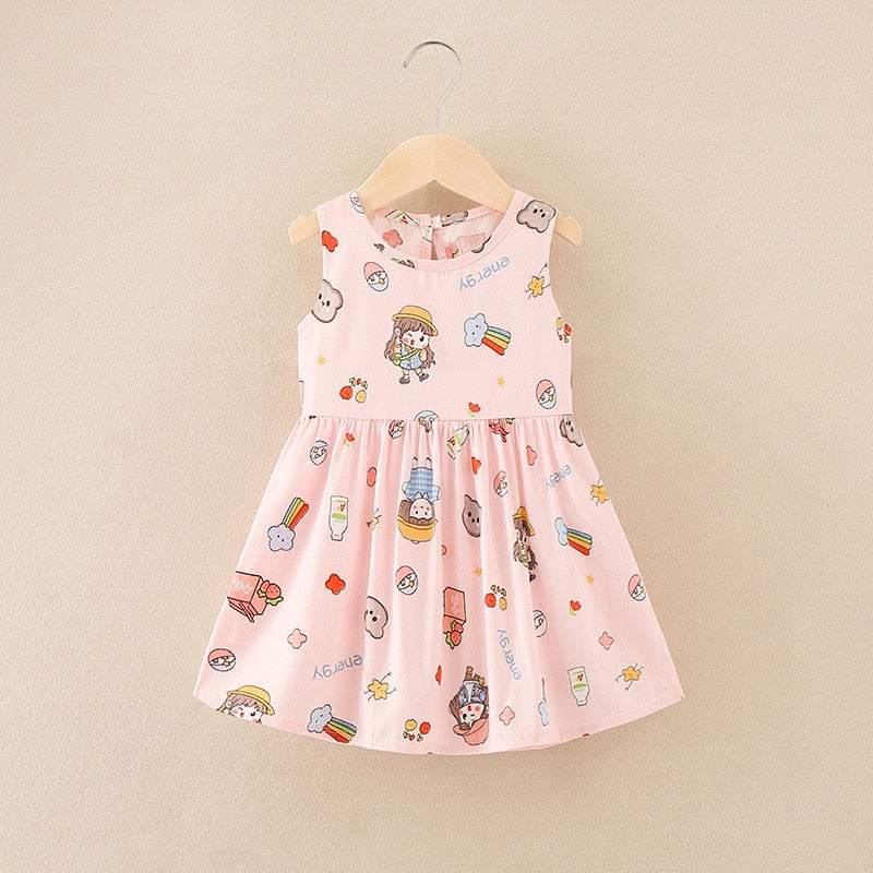Elegant Floral Girls' Sleeveless Summer Dress