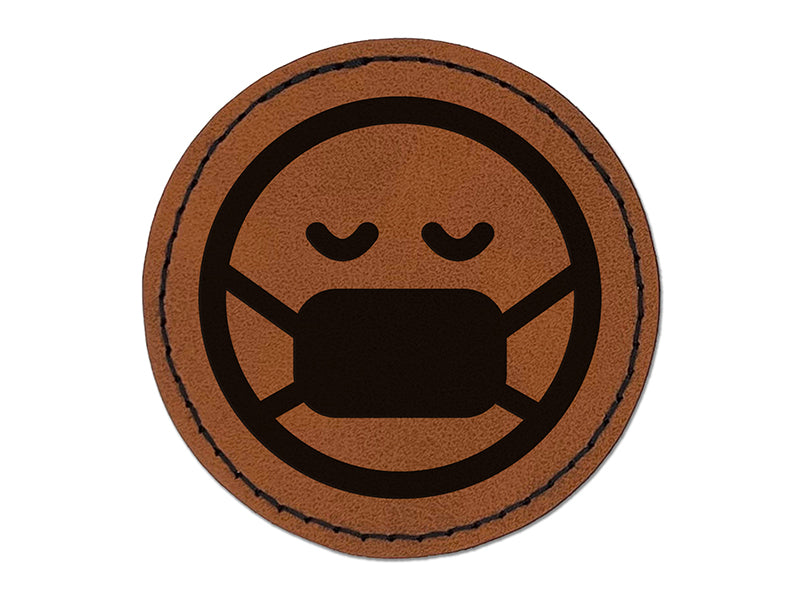 Unique Round Faux Leather Iron-On Emoticon Patch