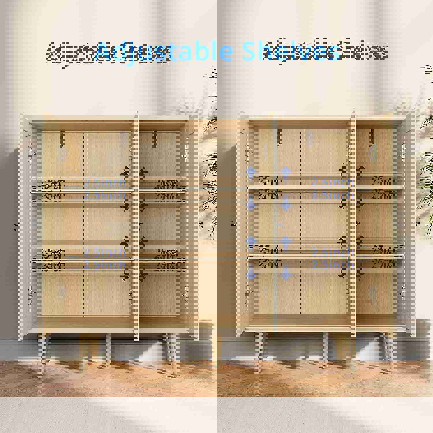 Elegant Rattan Buffet Cabinet with 3 Doors