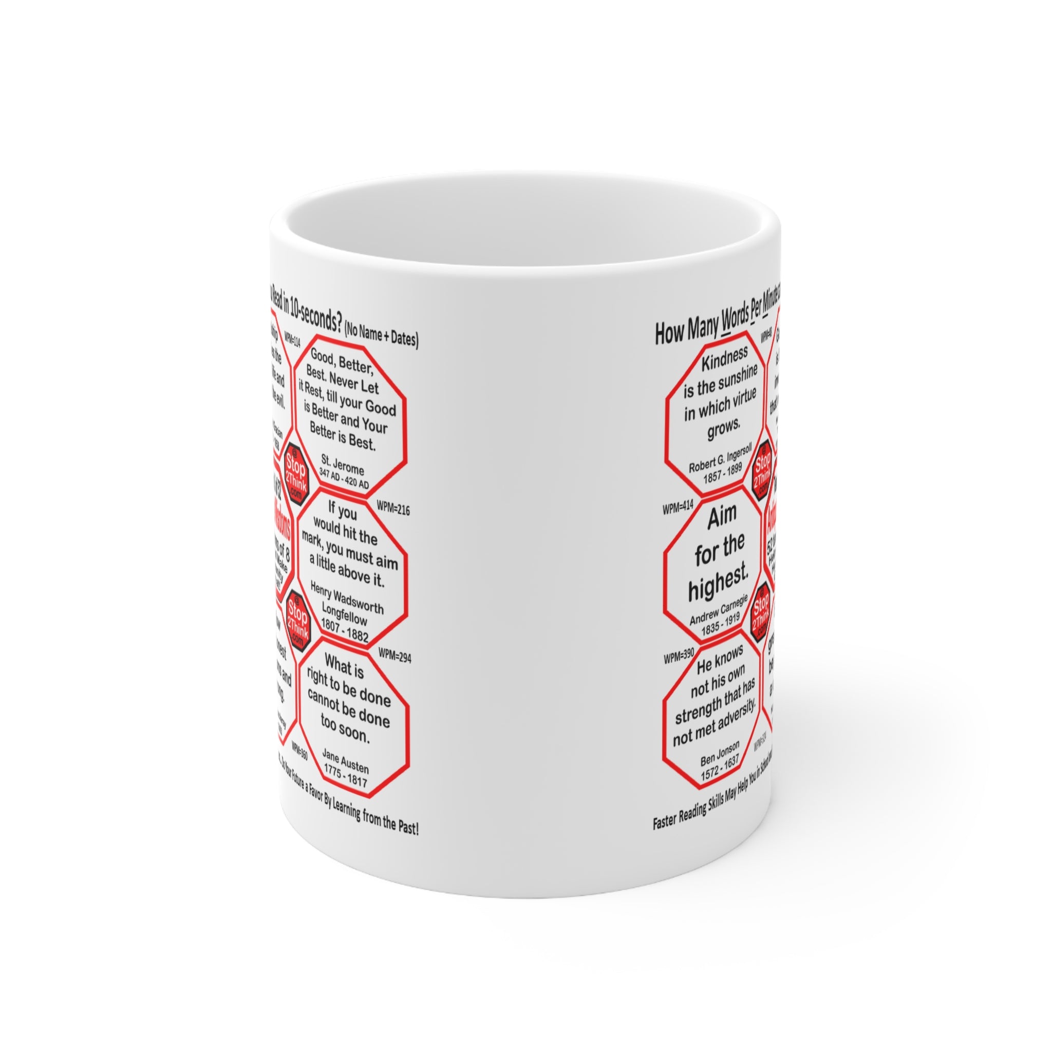 Speed Reading Challenge Mug - Test Your Reading Speed with Wisdom Quotes