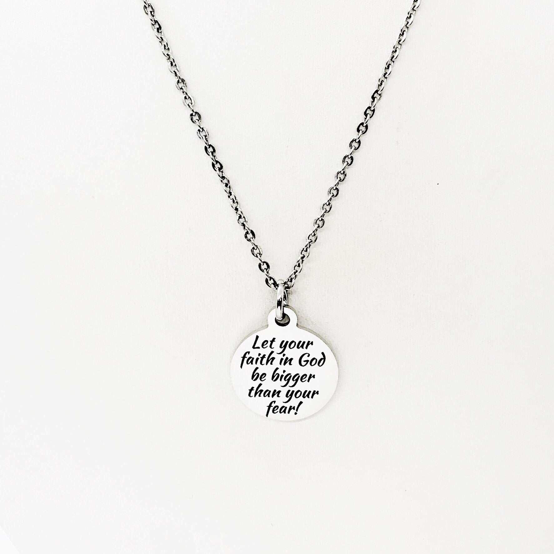 Stainless Steel Faith Necklace - Embrace Bigger Faith, Overcome Fear