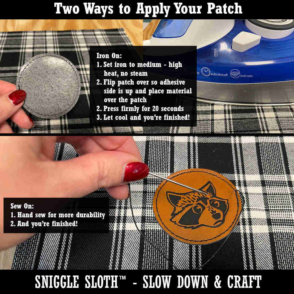 Unique Round Faux Leather Iron-On Emoticon Patch