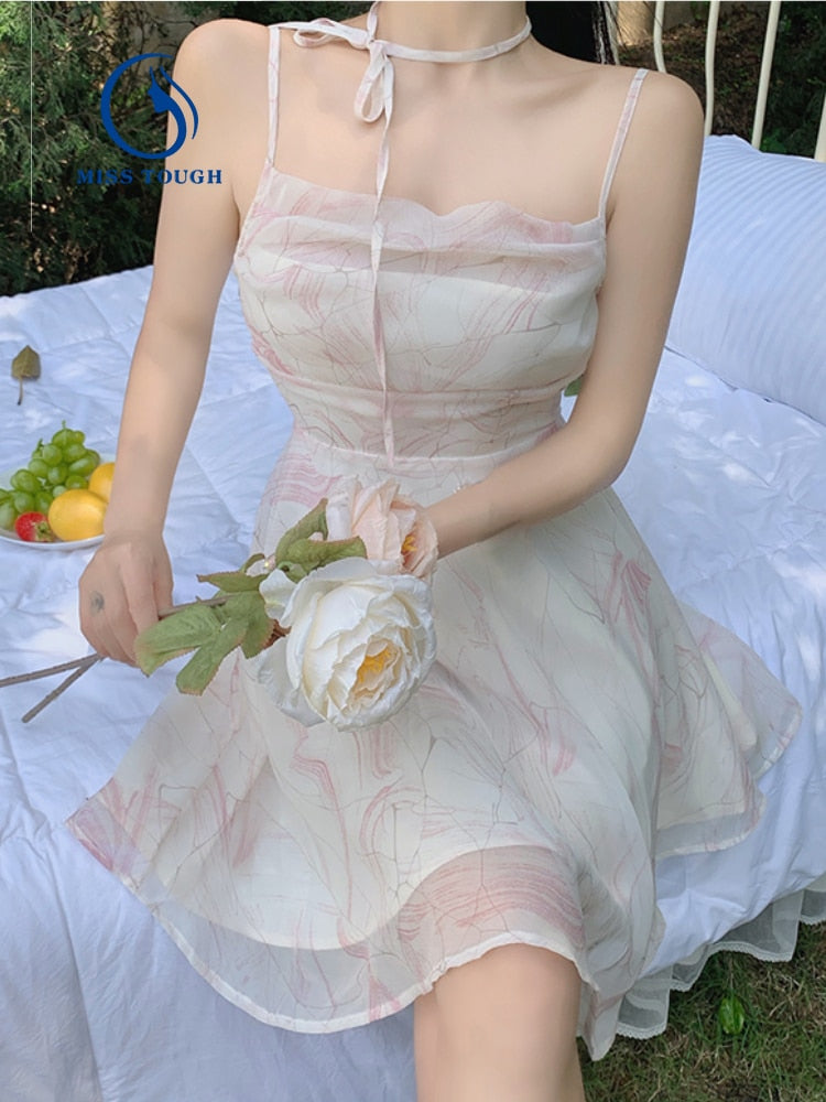 French Vintage Strap Dress for Women - Chic, Casual, and Elegant Summer Outfit 2023