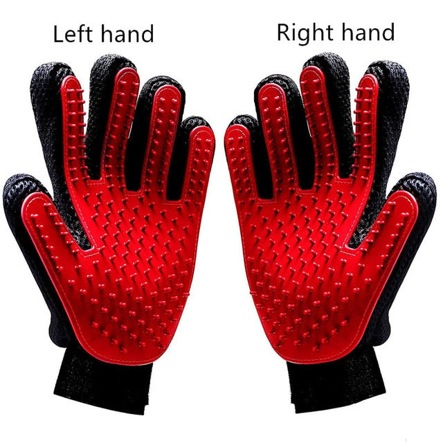Stylish Blue Silicone Pet Grooming Glove with Rubber Feather for Dogs and Cats