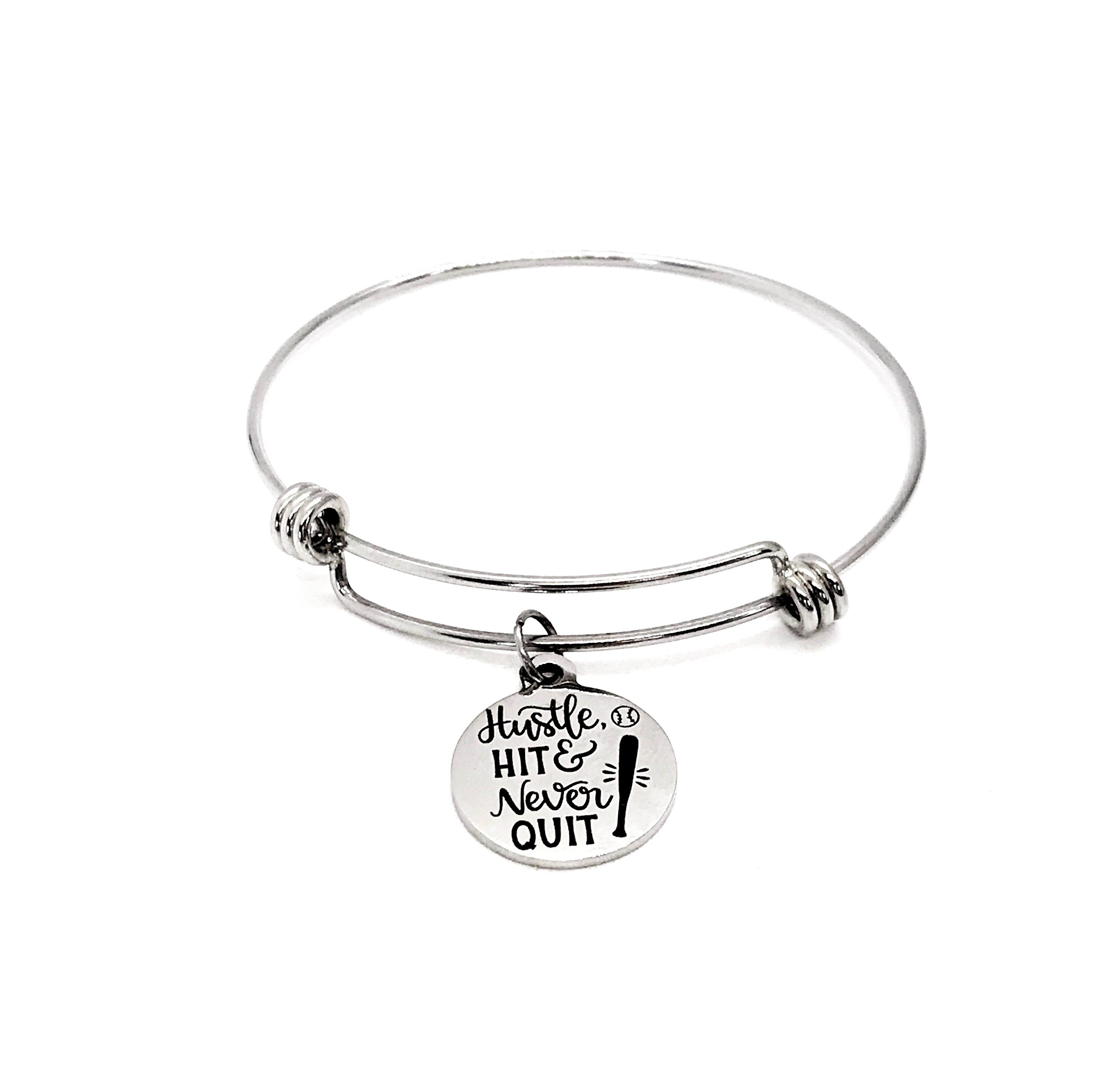Stainless Steel Softball Bracelet with Engraved Charm
